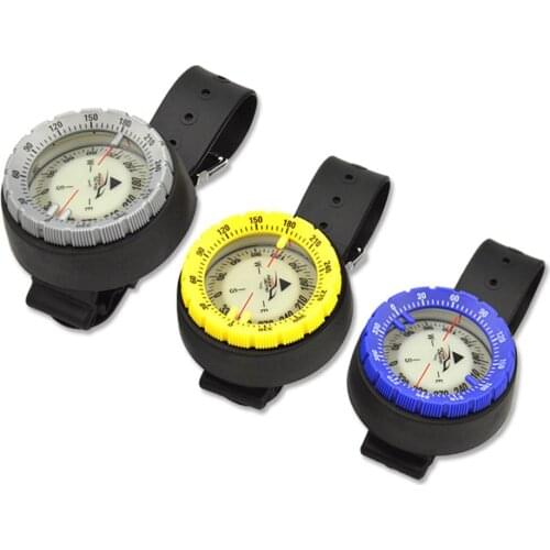 Waterproof Compass Underwater Caving Camping Swimming Compass with Wristband Diving Scuba Watchband Fluorescent Dial Compass
