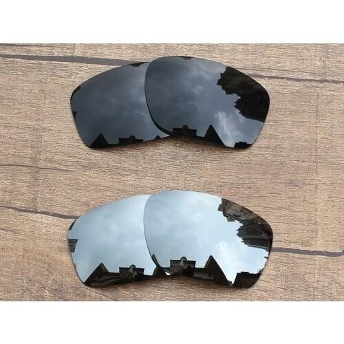 Vonxyz 2 Pairs Stealth Black & Chrome Mirror Polycarbonate Replacement Lenses for-Oakley Scalpel Frame