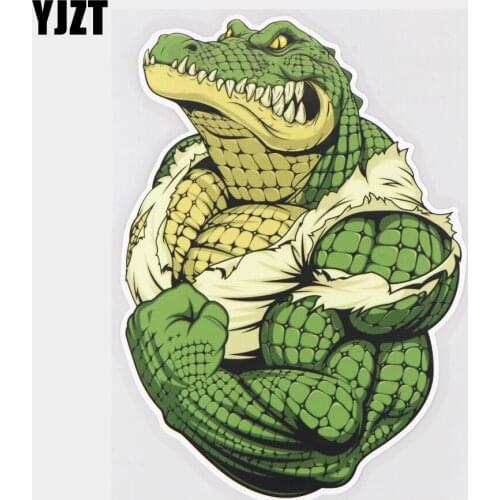 YJZT 13.5×18.1CM Ferocious And Strong Crocodile Cartoon Car Sticker Funny Animal Decoration Decals 21A-0245