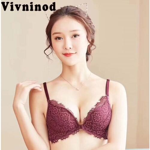 Thin Cup Lace Sexy Bras Thin Push Up Small Cup Womens Bra Push Up Wire Free Brassiere French Triangle Cup Small Chest Underwear