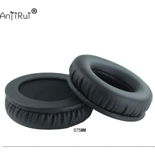 1 pair,ANJIRUI black protein skin memory cotton thickening 75MM headset sets sponge sets Headphone Pillow Replacement ear pads