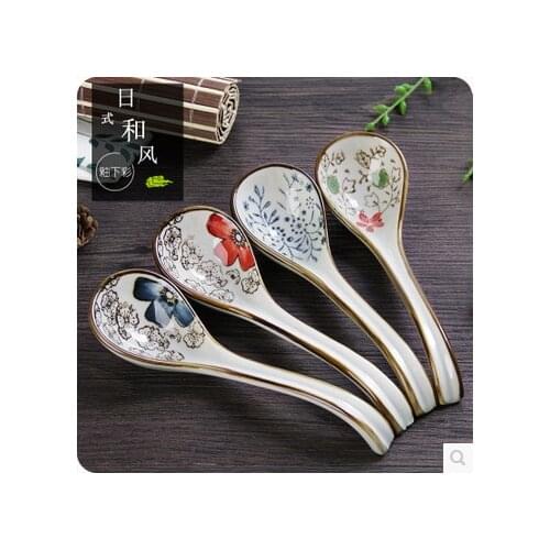 1PC Japanese Style Underglaze Ceramic Spoon Kitchen Cooking Utensil Tools