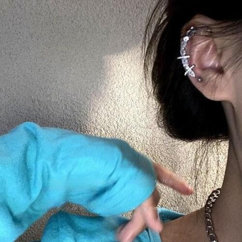 Irregular Flashing Diamond Zircon Ear Clip Earrings Irregular Full Diamond Ear Cuff Clip on Earrings for Women Jewelry