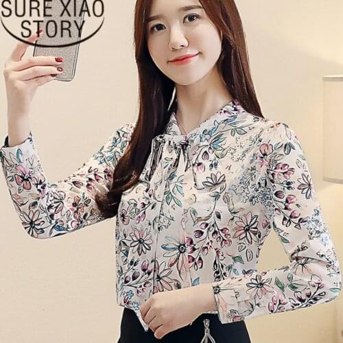 Blusas Mujer De Moda 2021 Fashion Clothing Womens Tops Blouses Chiffon Blouse Shirts Bow Shirts Women Print Full 2410 50