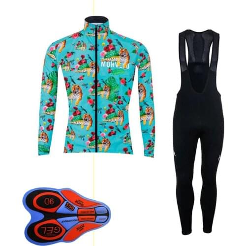 2019 Men cycling jerse bib pants suit Autumn breathable long sleeve mtb bike Outfits bicycle uniform Outdoor sportswear Y100901