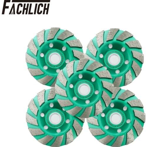 5pcs/Pk 125mm Diamond Concrete Grinding Disc Turbo Row Grinding Cup Wheel 5inch Grinding Disc for Granite Marble Concrete