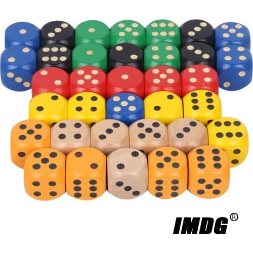 5pcs/pack Wood Dice 30mm Big Colorful Solid Wooden Black Dot Game Rounded Dice Drinking Mahjong Dice