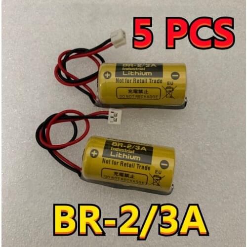 5PACK Original NEW PLC Battery For PANASONIC BR-2/3A CPU43412A 17335 3V Lithium Battery With White Connector (Customizable Plug)