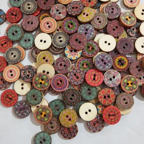 50pcs Retro Bohemia Wooden Buttons Handwork Sewing Scrapbook Clothing DIY Crafts Button Accessories Gift Card Decor Mixed