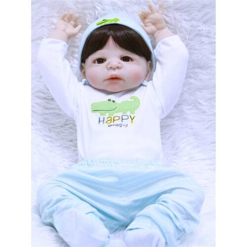 Bebe boy doll reborn 22" real full silicone reborn baby dolls children doll gift play house toys bonecas reborn de silicone