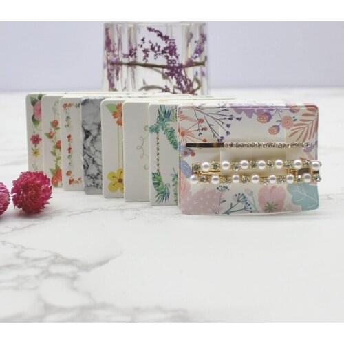 5x7cm 50pcs white marbling paper hair clip card jewelry package card flower print paper hairclaw oranments display card