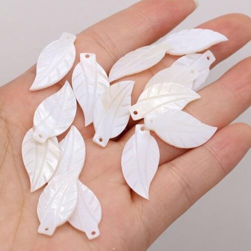 Natural White Shell Leaf Pendant Beads Simple and Wild Cute DIY Necklace Earrings Hair Bun Jewelry Accessories 12x25mm