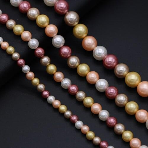 1 Strand Round Mixed Color Shell Beads Beaded for DIY Craft Bracelet Necklace Earring Jewelry Making Wholesale