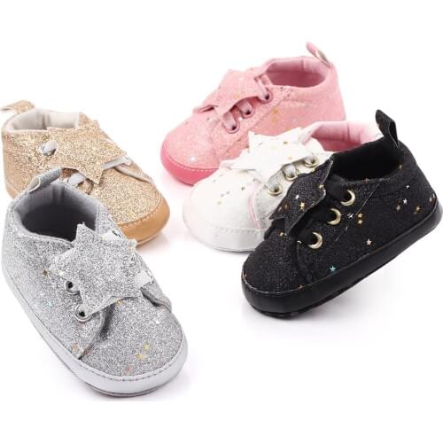 Baby First Walkers Newborn Baby Boy Girl Pram Shoes Infant Sneakers Toddler PreWalker Colorful Sequin Stars Trainers baby Shoes