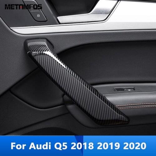 For Audi Q5 2018 2019 2020 Carbon Fiber Inside Door Armrest Handle Cover Trim Molding Sticker Interior Accessories Car Styling