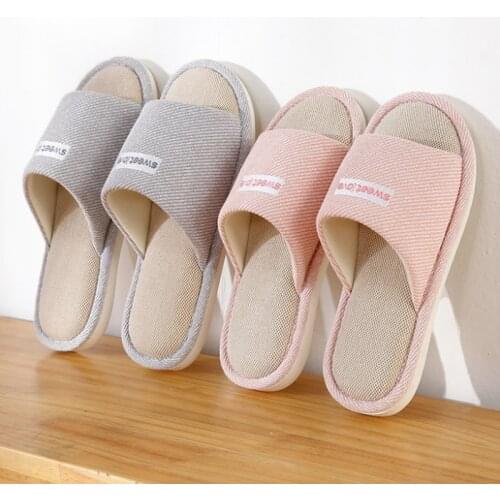 Autumn Linen Women Home Cotton Anti-slip Slippers Indoor Ventilate Male Couple Pantuflas Shoes Chaussons Zapatillas Casa Mujer