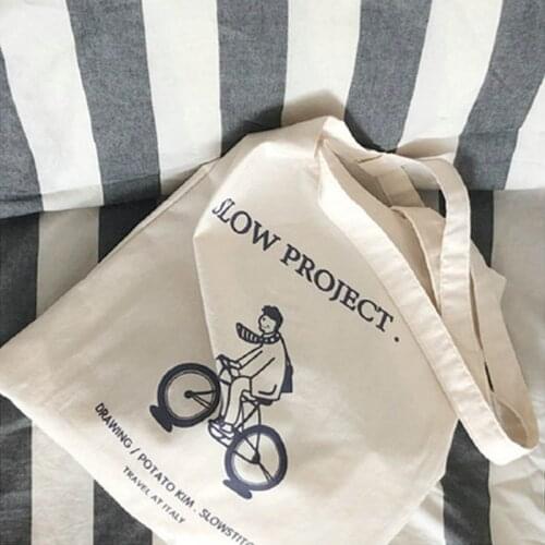 Harajuku letter cartoon casual print canvas bag female Korean shoulder bag fashion new ulzzang handbag