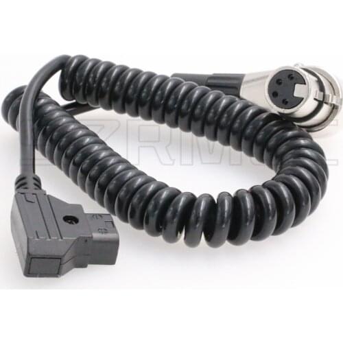 D-tap to XLR 4 Pin Female Coiled Power Cable for DSLR Camcorder LED Flash Light ARRI Alexa Camera Monitor