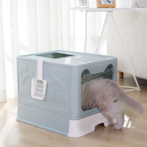 Cat Bedpan Toilet Anti-s-plash Cat Litter Box Cats Tray With Spoon Clean House Plastic Box Cats Clean Supplies