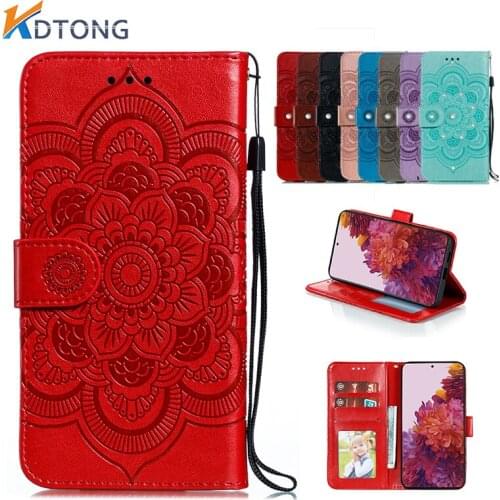Flower Embossed Leather Case For Samsung Galaxy S30 S21 S20 Ultra FE S10 S10E S9 PLUS With Card Pocket Fashion Phone Cases Cover