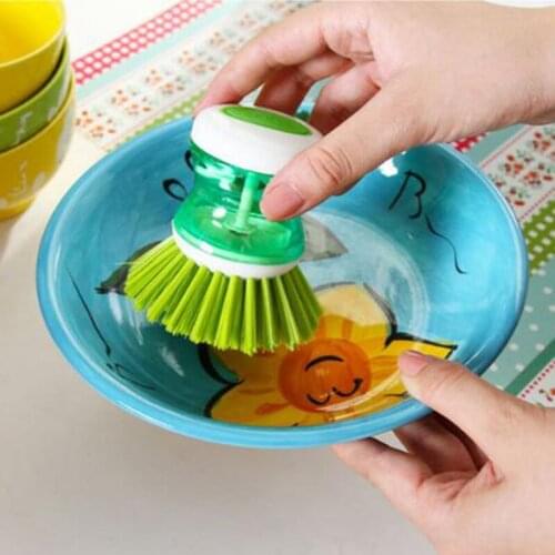 Creative Automatic hydraulic Pot Brush Liquid Storage Cup Kitchen Boiler Plastic Cleaning Brushes Kitchen Cleaner 8