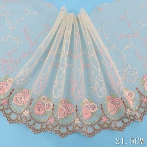 2Yds Floral Edge Handmade DIY Clothing Lace Trim Accessories Embroidery Lace Fabrics Curtains Sofa Sewing Ribbon for Girl Dress