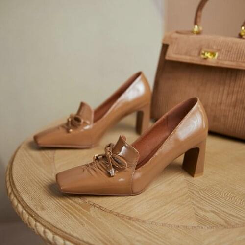 Salu Concise Designer Women Shoes Shallow Genuine Leather Shoes for Women 2021 Spring Newest Party Lady Basic Shoes Woman