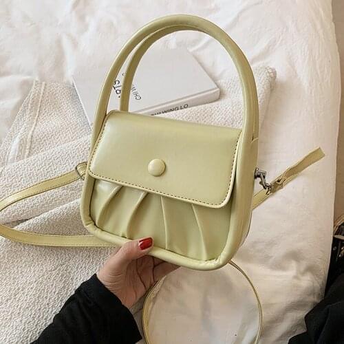 Summer Women Small Shoulder Messenger Bag Solid Color Ladies Purse Handbags Fashion Design Female Pleated Leather Crossbody Bags