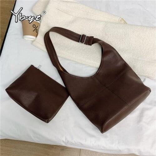 Fashion Solid Color Shoulder Bags For Women Soft PU Leather Women Designer Handbags Large Capacity Bucket Bags Shopping Bag