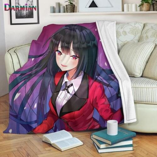 DARMIAN Fashion Anime Kakegurui Pattern Plush Throw Blankets Spring Autumn Winter Keep Warm Blanket Summer Air Conditioner Quilt