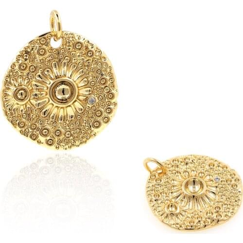 Fashion New Personality Design Womens Jewelry Copper Plated Real Gold Geometric Round Moon Pendant Commemorative Coins