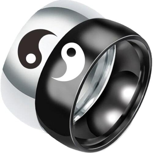 Fashion Chinese Style Yin and Yang Tai Chi Men Women Couples Set His And Her Promise Rings For Lovers Stainless Steel Gift Rings