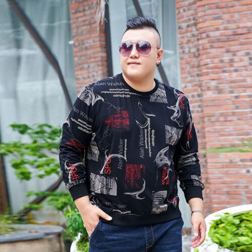 Oversized Men Sweatshirt Spring Autumn Long Sleeve Tops Pattern Male Loose Cotton Plus Size 6XL 7XL 8XL 10XL Black Sweatershirt