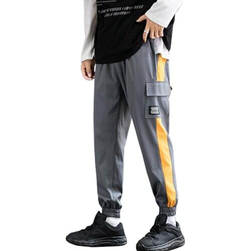 2020 Men Streetwear Sweatpants Hip Hop Joggers Pants Straight Casual Trousers Elasticity Waist Ankle-Length Pants