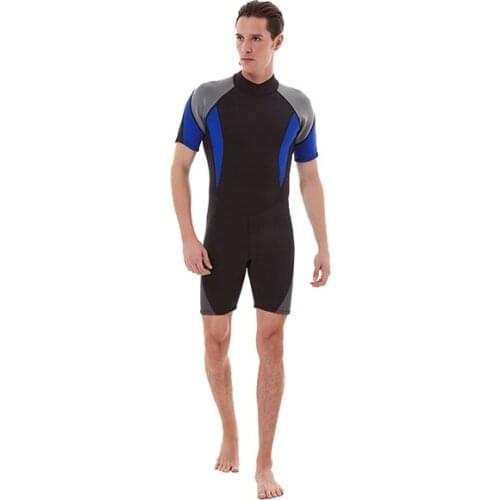 Mens Back Zip Shorty Wetsuit Scuba Diving Suit Rash guard Long Sleeves Swimwear Surf Clothing Diving Suits Shirt Swim