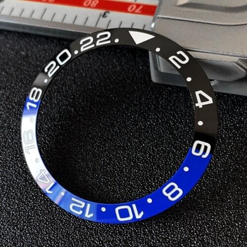 Sloped ceramic bezel insert GMT style Blue/Red bezel 38*30.6mm For Rlx GMT-Master MOD watch parts