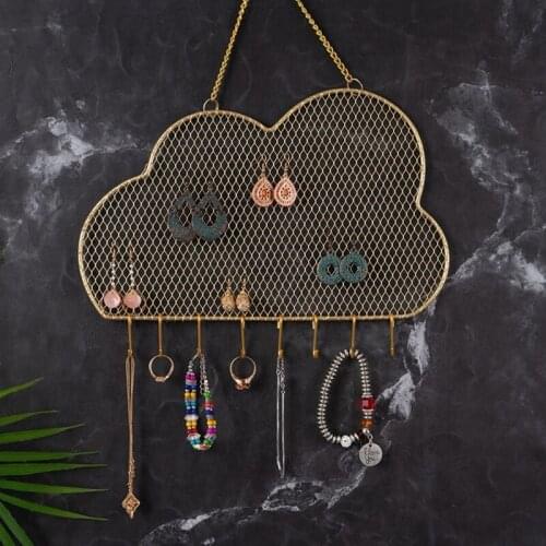 Wall Mounted Earrings Storage Box Wall Mounted Jewelry Storage Boxes Display Decorative Metal Cloud Shaped Bracelet Rack