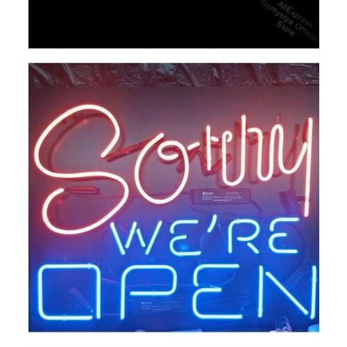 Neon Sign For sorry WE'RE OPEN Lamp real glass tubes resterant decorate light room Hotel nasca neon signs Polis Signage Shop Bar