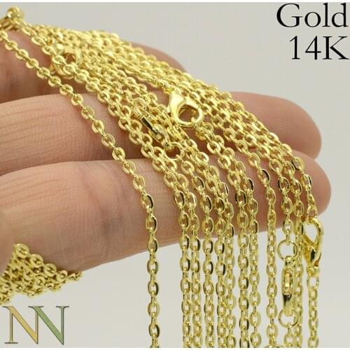 50 Pieces 18 24 30 Inches Gold Chain Necklaces for Women Gold Necklace Chain 14K 14Kt Link Cable Oval Rolo Necklace Wholesale