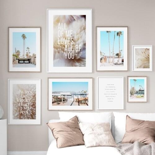 Dandelion Cactus Coconut Tree Plant Quote Nordic Posters And Prints Wall Art Canvas Painting Wall Pictures For Living Room Decor