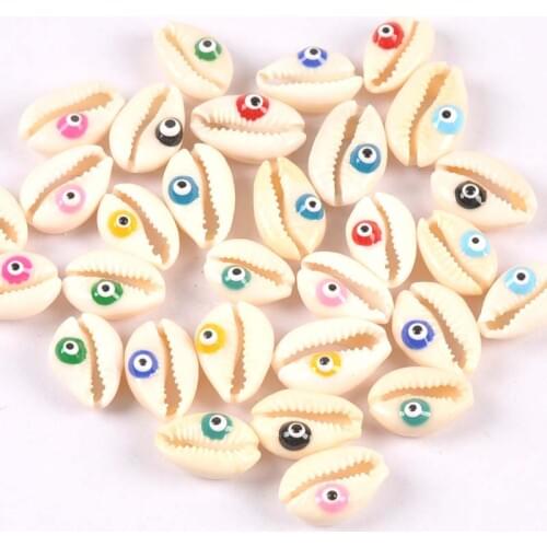 10pcs Beige Evil Eyes Seashells Handmade Crafts Natural Shells For Making Jewelry Bracelet DIY Scrapbooking Home Decor tr0359