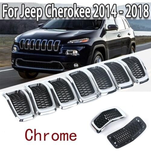 Car Front Bumper Central Grill Cover Trim Replaced Racing Grille Grilles For Jeep Cherokee 2014 2015 2016 2017 2018