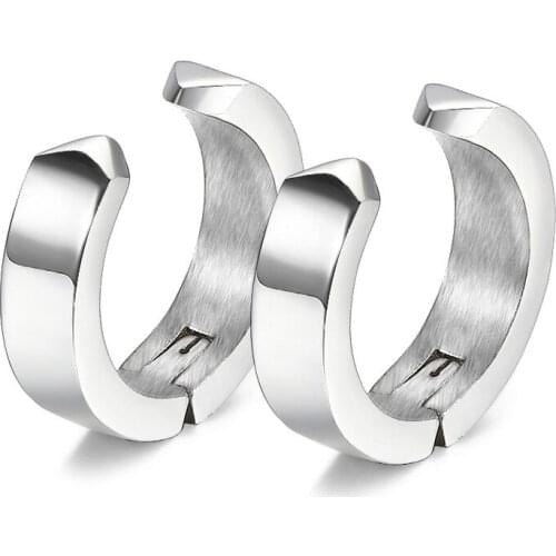 Classic Hoop Earrings for Men Titanium Steel Ear Clips No Piercings Simplee Round Earrings Male Jewelry pendientes de hombre