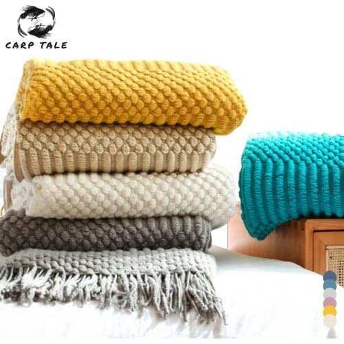 Nordic Knitted Blanket Stitch Plaid Sofa Throw Blanket Office Picnic Summer Bedspreads For Bed Decorative Winter Thread Blankets