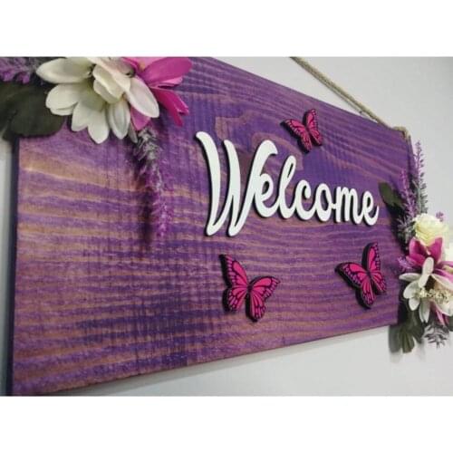 Wooden Door Decoration Says Welcome