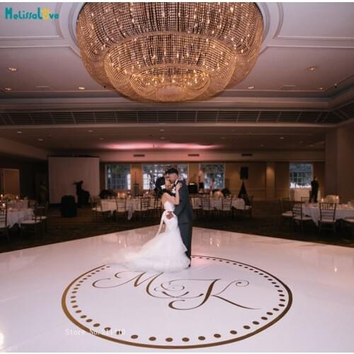 Wedding Dance Floor Circle Monogram Sticker Vinyl Decal Removable for Custom Personalized Party Decor Art Decals Gift YT1152