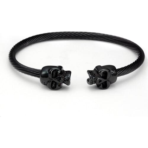 Vintage Black Male Braided Stainless Steel Bangles Men Women Jewelry High Quality Open Cuff Charm Skeleton Bracelets
