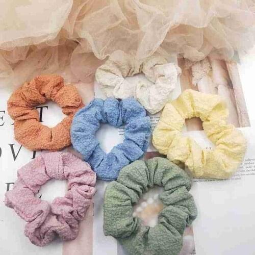 Vintage Floral Fabric Hair Rope Grid Hair Scrunchie For Women Girls Elastic Hair Band Ponytail Holder Hair Tie Accessories