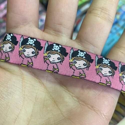 ZERZEEMOOY 5/8" 16 mm 5yards/lot Cartoon Polyester Woven Jacquard Ribbon Pink background piratesKTZD19112513