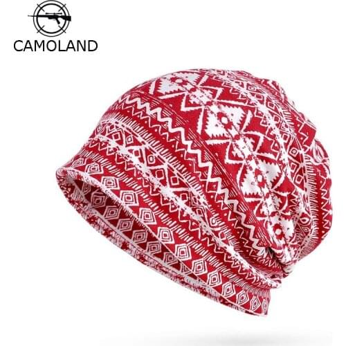 CAMOLAND Women Geometric Pattern Summer Thin Breathable Hedging Caps Unisex Knitted Skullies Beanies Multifunction Bonnet Hats